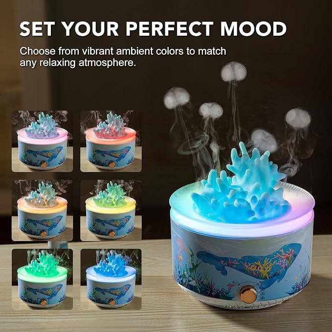Essential Oil Diffuser 360ML，Jellyfish Diffuser Cool Mist Ultrasonic Aroma Aromatherapy Diffuser with Remote Control 7 Light 2 Mist Mode for Home Bedroom Office Hotel (Blue)