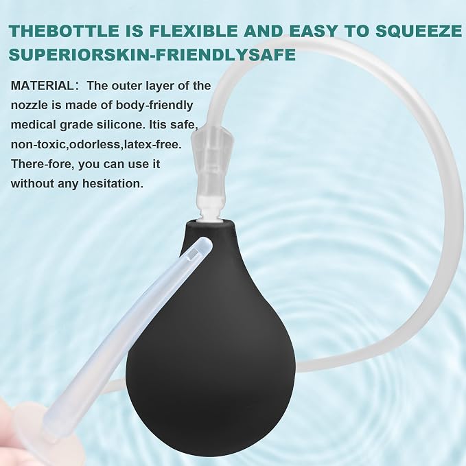 Deepdeem Anal Douche Enema Bulb Kit Vaginal Douche Enema Cleaner | Enema Bulb,Enema Douche with 3 Nozzle,Anti Backflow,Medical Materials for Colon Cleansing,Detox & Constipation for Men Women