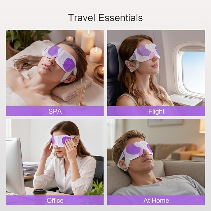 5 Packs Steam Eye Masks For Dry Eyes, Eye Heating Pad Warm Compress For Eyes Stress Relief, Disposable Heated Eye Mask Travel Essentials, Spa Relaxing Self Care Gifts For Women (Large, Lavender)