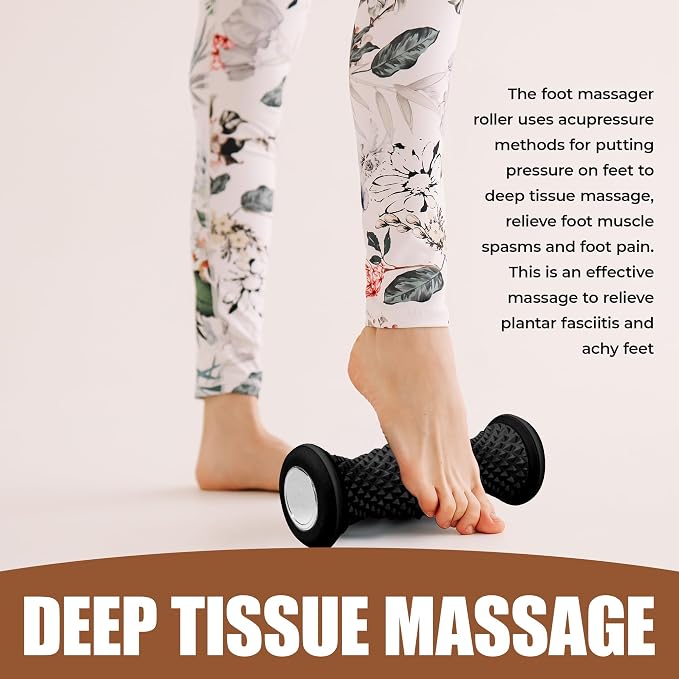 Foot Massager Roller - Portable | Arch & Plantar Fasciitis Relief Tool - Deep Tissue Muscle Massage Roller for Feet,Carf, Heel Pain