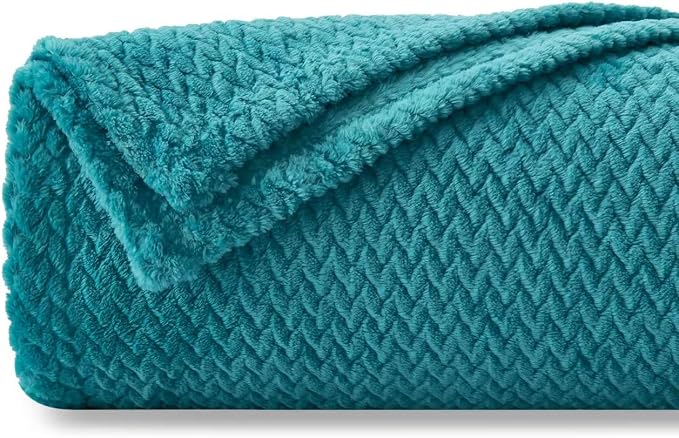 NEWCOSPLAY Fleece Leaves Pattern Throw Blanket, Dark Blue, 50"x60" | Super Soft Throw Blanket, Lightweight Cozy Bed Sofa Blanket, Premium Silky Flannel Fleece, Travel Blanket for All Season Use