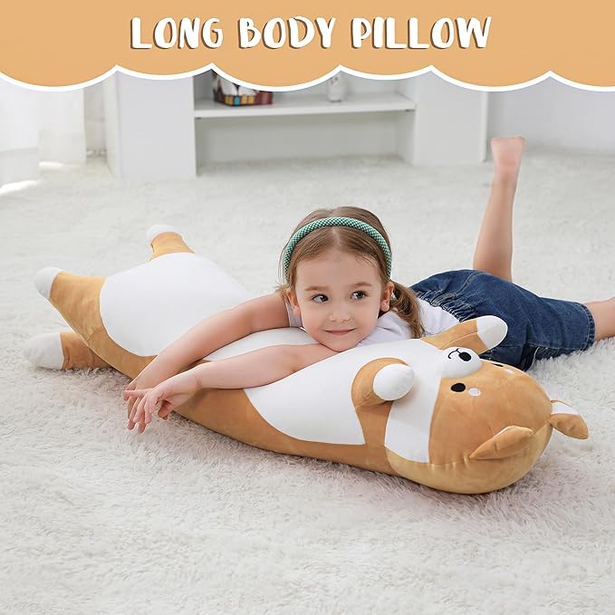 36 Inch Shiba Inu Dog Stuffed Animal, Big Akita Dog Plush Toy, Long Corgi Body Pillow for Bed Decor, Cute Plushies Birthday Gift for Thanksgiving, Birthday, Christmas(B)
