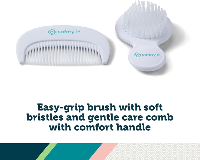 Safety 1st Deluxe Baby Healthcare and Grooming Kit, Pyramids Aqua, Newborn Baby Essentials, One Size, 24 Pieces