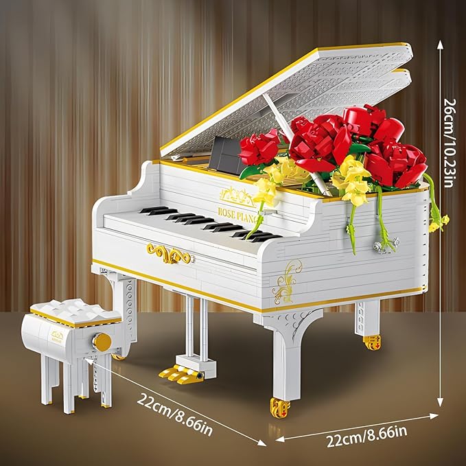 1293pcs Mini Ideas Piano Model Building Block Set, Music Lovers Collection Set, The Best Gift for Boys and Girls(White)