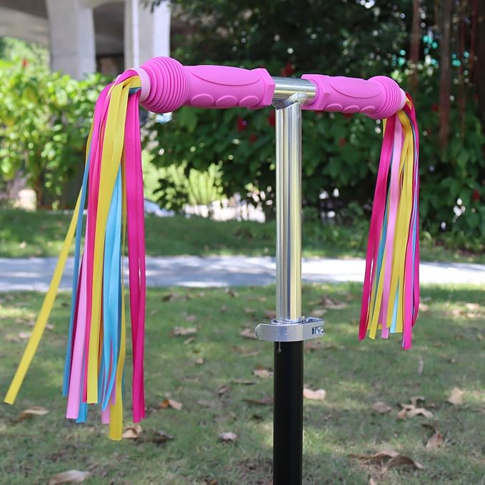 PLATT Kid's Bicycle Handlebar Streamers Colorful Ribbons Tassel for Girls Boys Bicycle Handlebar Scooter Handgrip (Yellow 1Pair)