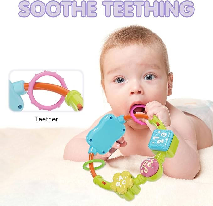 Baby Bilingual Musical Elephant Stuffed Animals Toys,Infant Early Learning Toy with Light-Up Music & Crinkle,Tummy Time Toys for 0 3 6 9 12+ Months for Baby Boy Girl Gift,Purple