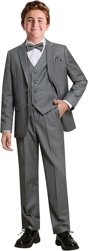 Happy Dolphin Boys Suit Set Modern Fit Kids Suits Adjustable Waist Boys Wedding Outfit for Boy Communion Suits for Boys