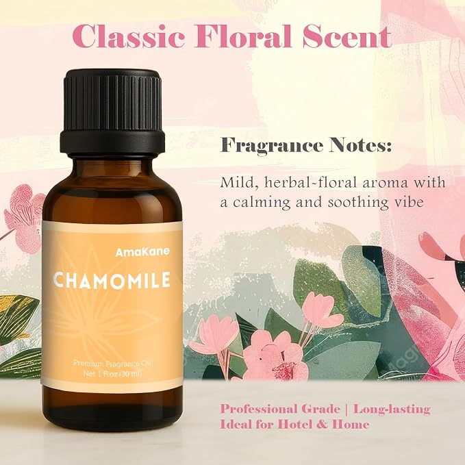 AmaKane Chamomile Essential Oil, Floral Diffuser Oil for Home, Candle Making Scents, Fragrance Oil for Soap Making, Chamomile Aromatherapy Oil, 30ml
