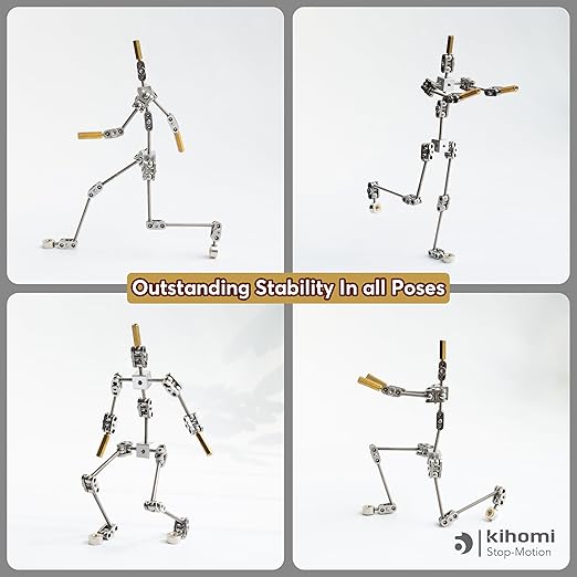 Studio Stop Motion Armature Kit - Feet Tie Down DIY Metal Puppet Figure Skeletons Easy Assembly for Animation Character Design & Creative Fun, Perfect for Stop Motion Animation (Silver, 6in)