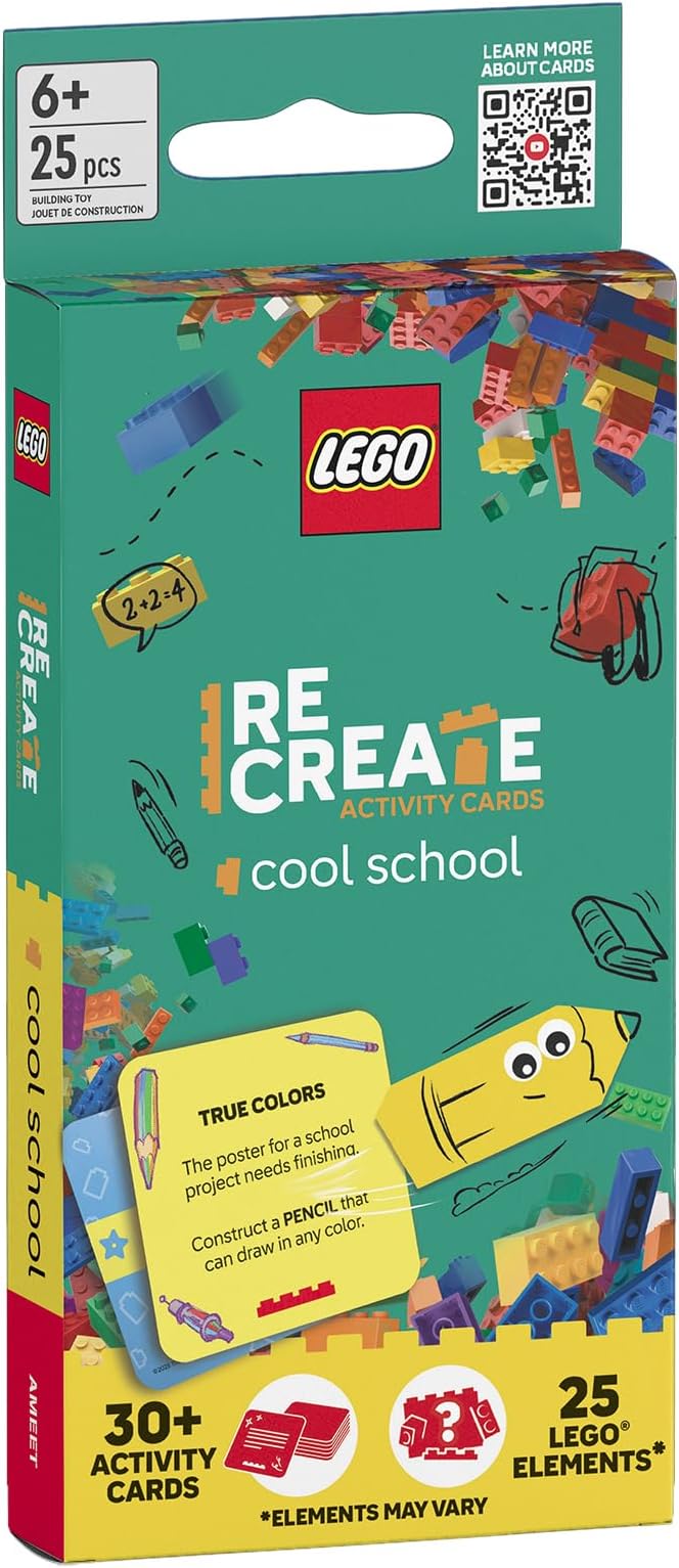 Lego Recreate Activity Cards – Cool School | Learning Through Play Game with 30+ Activity Cards & 25 Lego Elements | Ages 6+
