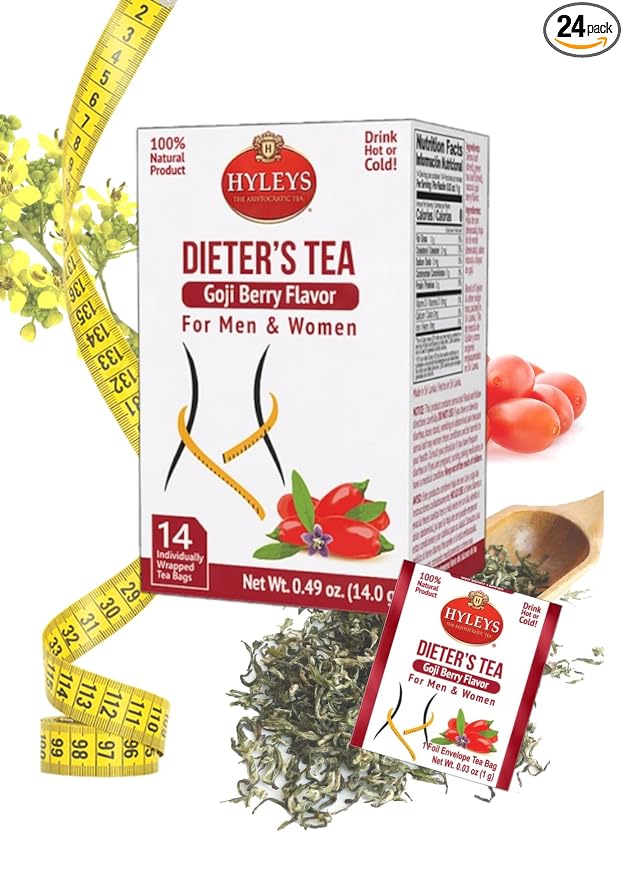 Hyleys Dieter's Tea with Goji Berry Flavor - 14 Tea Bags - Slimming Weight Loss Detox Cleanse Tea (24 Pack - 336 Tea Bags Total)