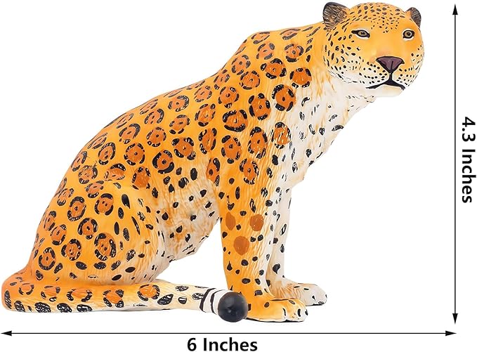 Gemini&Genius Yellow Leopard Action Figure Toy, Pard Toy 6 Inches Length Figurine Wild Animal, Panther Animal Model for Kids