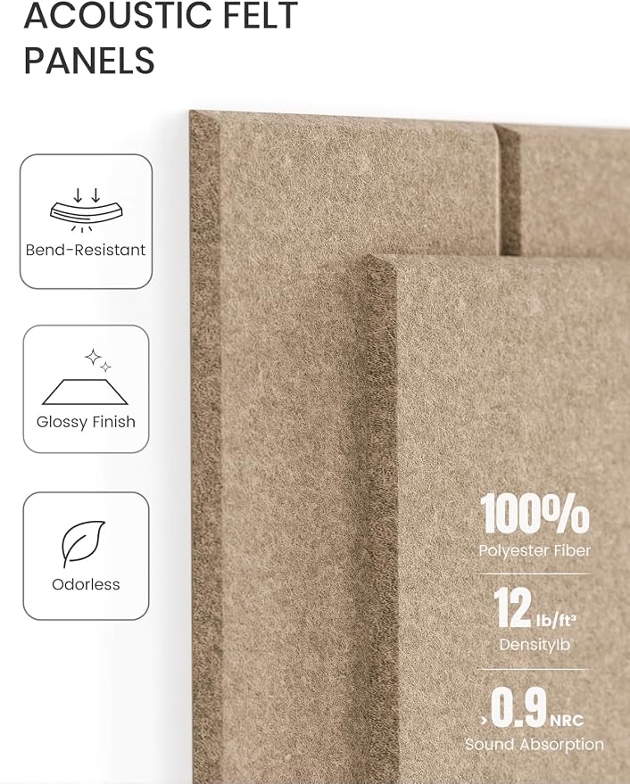 Fluxynara 36" x 24" Large Felt Bulletin Board, Taupe | 6 Pack Cork Board Alternative with 30 Safe Adhesive Tabs, Pin Boards for Wall Decor, Home, Office, Classroom,Dorm