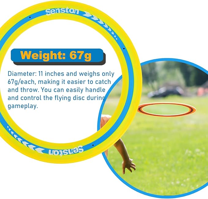 Senston Flying Discs Easily Catch and Throw Sports Disc 11 Inch Soft Flying Discss Colorful Flying Discs 3 Pcs for Pool Backyard Family Fun