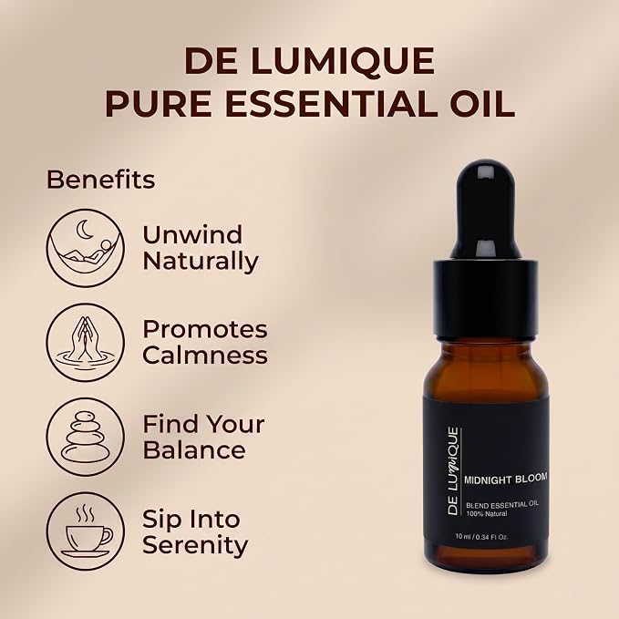 Calming Essential Oil Blend, 100% Natural Aromatherapy Grade, 10ml / 0.34 Fl Oz (Midnight Bloom)