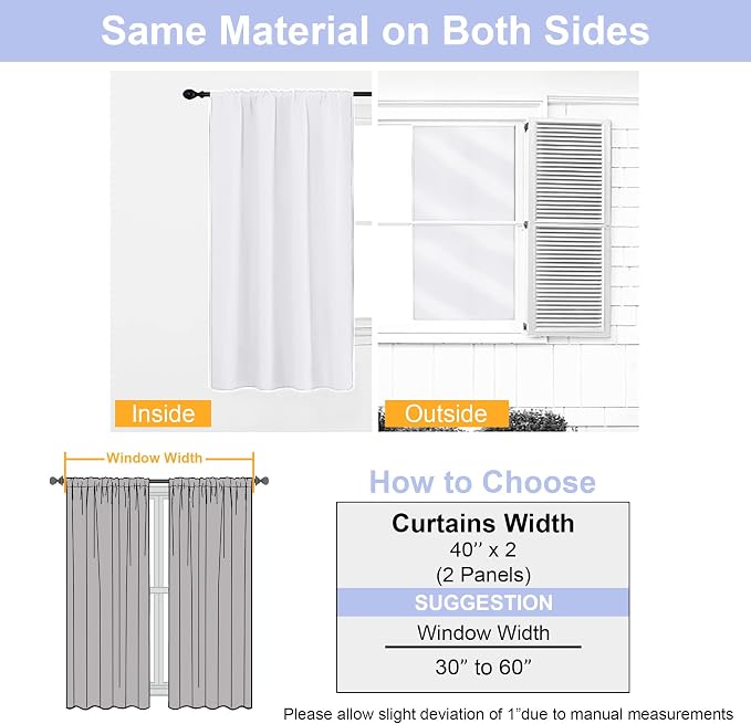 Simplebrand Ava Pure White Curtains for Bedroom 90 Inches Long 2 Panels Set, Room Darkening Window Treatment, Light Filtering Curtain Drapes, Soft Casual Rod Pocket Privacy Curtains, W40 x L90 Inch