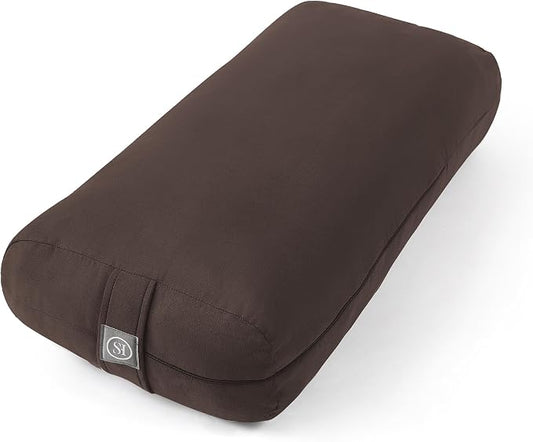 Meditation Cushion Bolster Pillow for Restorative Yoga – Supportive Cushion for Meditation, Pilates, and Relaxation – Filled with Buckwheat Hulls - Removable Cover
