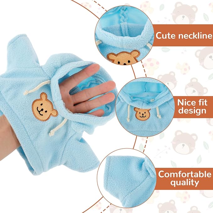 3 Pcs Build a Bear Clothes, Stuffed Animal Clothes Bear Hoodie Sweater Cute Tiny Clothes Fit Most 12-16 Inch Bears Make Your Own Plush Bears Outfits Accessories (red, blue, brown)