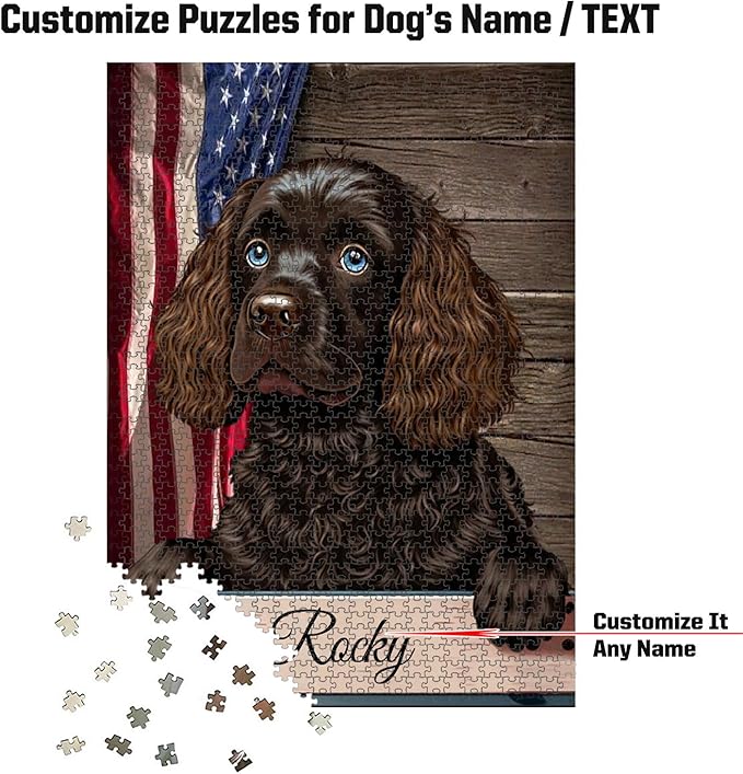 Custom Wooden Jigsaw Puzzles with Your Dog's Name on American Water Spaniel Art Print - 300 500 1000PCS Puzzles Game and Home Wall Decor