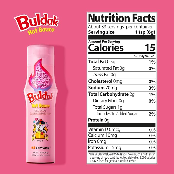 Buldak Carbonara Korean Creamy Spicy Hot Chicken Sauce, 5.57 oz 2-Pack | Creamy Pink Sauce heat in a bottle; Drizzle on pizza, pasta, wings, or fried chicken; Easy squeeze condiment; for daily use