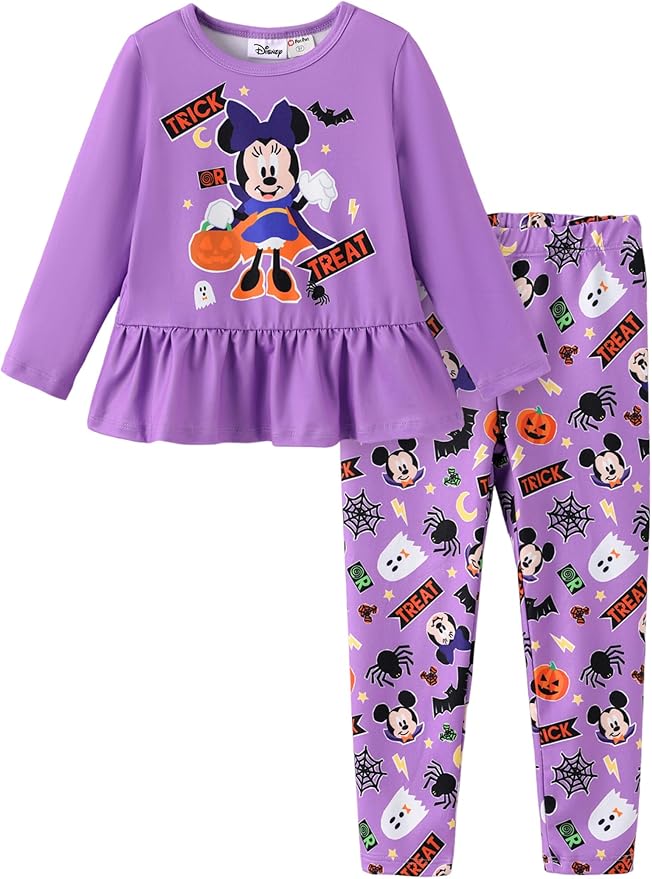 Disney Minnie Mouse Frozen Princess Marvel Toddler Girls Clothes Long Sleeve Sweatshirt + Leggings 2pcs Outfits Set 2-6Y