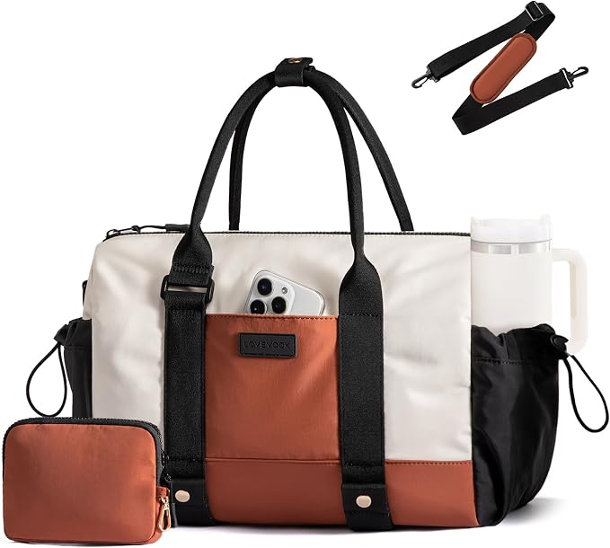 LOVEVOOK Small Gym Bag for Women with Yoga mat Holder, Mini Duffle Bag for Travel with Wet Pocket, Overnight Personal Item Bags, Lightweight Carry on Weekender Duffel for Workout, Dance, Ballet