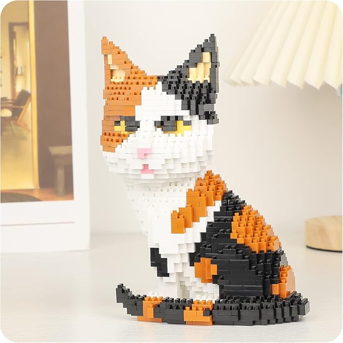 QLT QIAOLETONG Cat Mini Building Blocks Cute Animals Sets for Goodie Bags, 1300 PCS Micro Mini Building Toy DIY 3D Bricks Kit for Adults, Party Favors for Kids, Birthday Gift for Boys Girls
