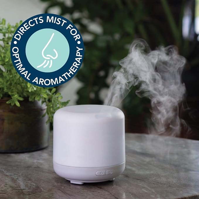 Airome Simple 120 mL BPA-Free Plastic LED Light-up Diffuser with Directional Mist Ideal for Pointing at Face, White