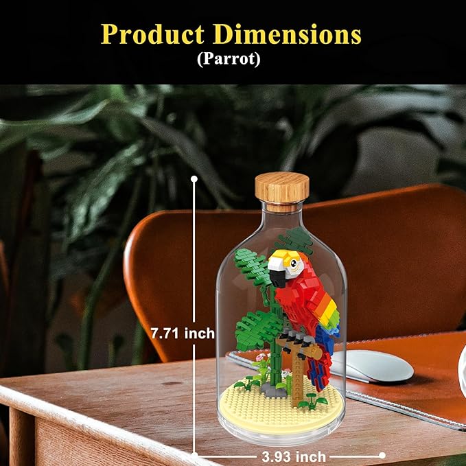 Creative Parrot Toy Building Set,Adult Mini Animal Friend Set,Party Favors Gift for Kids,Animals Lovers Home Decor Birds Building Block,New Year Easter Birthday Gift for Boys Girls(Parrot)