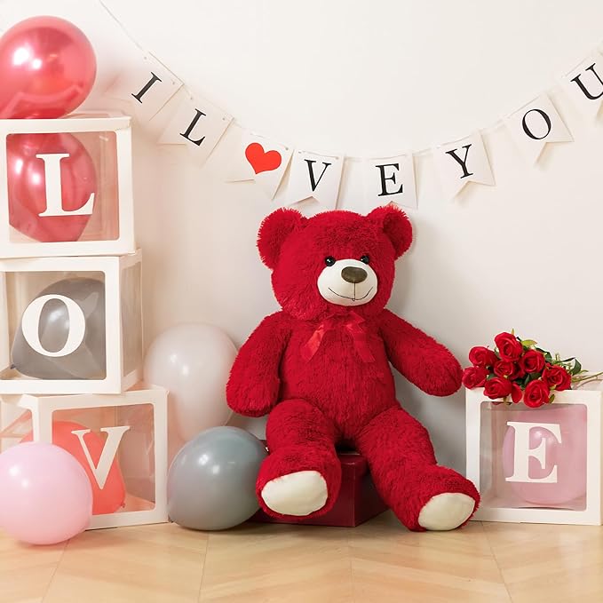 HollyHOME Big Teddy Bear Large Teddy Bear Stuffed Animal Birthday Valentines Day Plush for Kids and Girlfriend 36 inch Red