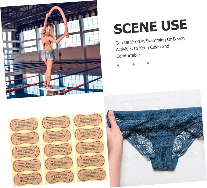 100pcs Underwear Adhesive Liners for Women Leak Resistant Swimsuit Stickers Soft Breathable Panty Liners Comfortable Fit for Swimwear Practical Underpants Protection