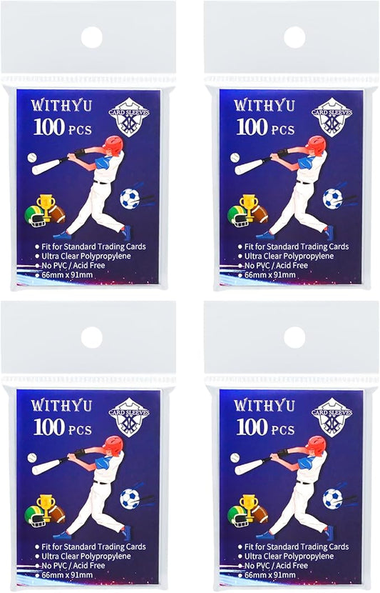400 Pcs Soft Trading Card Sleeves, Top Loading Penny Card Sleeves for Standard Cards 2.5" X 3.5"，Ultra-Clear Card Protector for Game Cards, Baseball,Sports Cards,Mini Photos