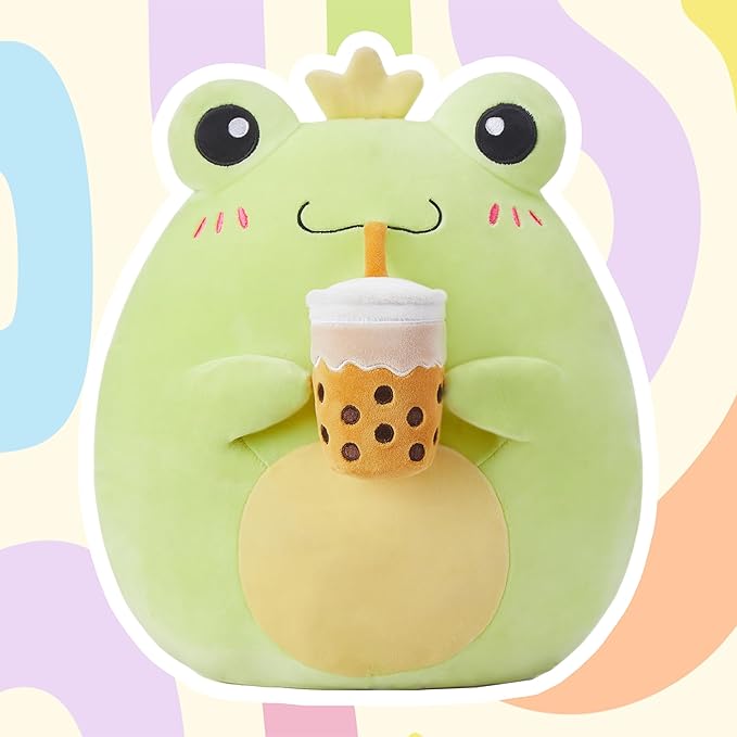 Large Frog Plush Pillow Stuffed Animal Toy,Big Size Cute Soft Toys 13" Fat Kawaii Hugging Pillows Cuddle Huggable Plushie,Gift for Kids