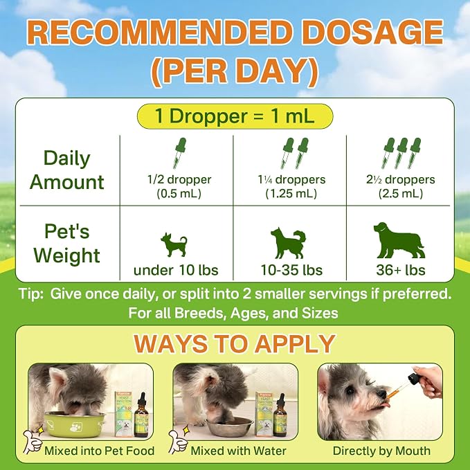 puyrzoe Natural Yeast Infection Treatment for Dogs, Itchy Ears, Skin, Paws & Allergy Relief, Yeast Treatment for Dogs, Supports Gut & Immune Health, Reduces Itching, Irritation & Inflammation, 120ml