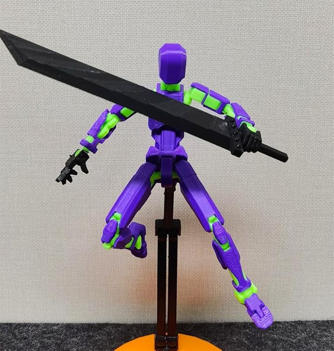 T13 Action Figure Titan 13 Robot Action Figure,3D Printed Dummy 13 Set, Lucky 13 Set,Gift for Collectors Desktop Decorations, (Assembly Completed), Purple Green