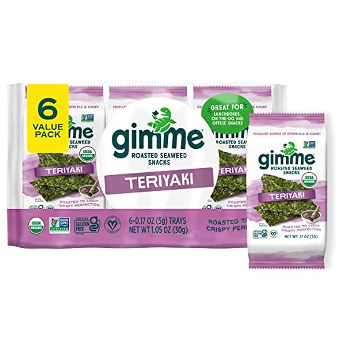 Gimme 6 CT Teriyaki Organic Roasted Seaweed Snacks, 5g, 0.17oz