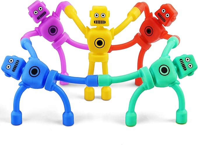 Magnetic Robot Men Travel Toys for Toddlers Boy Kids 5PC Airplane Road Trip Car Travel Activities Essential Cool Magnet Sensory Fidget for Classroom Gift for Boy 3 4 5 6 7 8 Year Old Stocking Stuffers