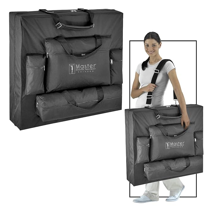 Master Massage 30” Galaxy Therma Top Lash Bed 2 Fold with Carry Case SPA Table Heigh Adjustable with Accessories (Black)