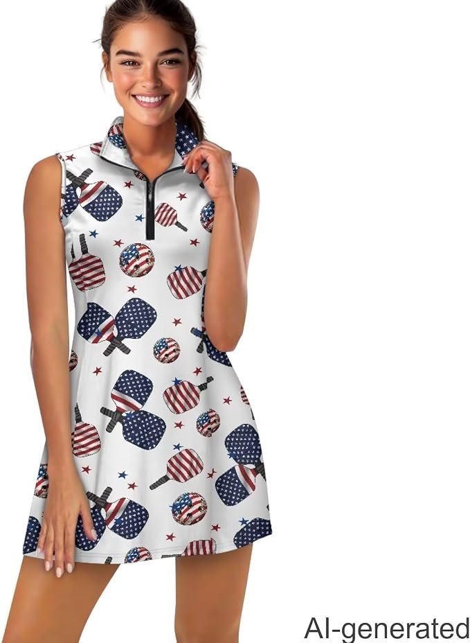 Golf Dress Tennis Dresses for Women with Built in Shorts and Pockets Sleeveless Athletic Dress Workout Dress
