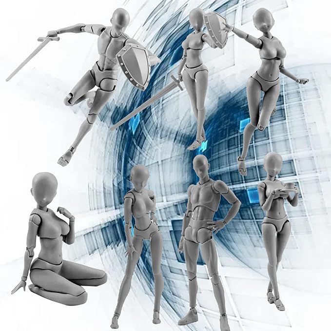 Action Figures PVC Model (Grey Color) with Box Drawing Figure Models for Artists(Male)