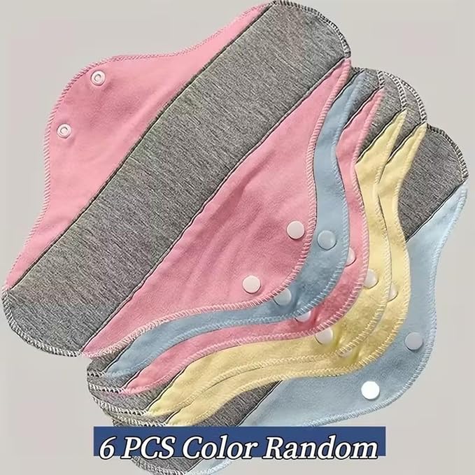 6 Pieces Reusable Menstrual Pads Reusable Sanitary Pads Leak-Proof Washable Panty Liners Soft Cloth Menstrual