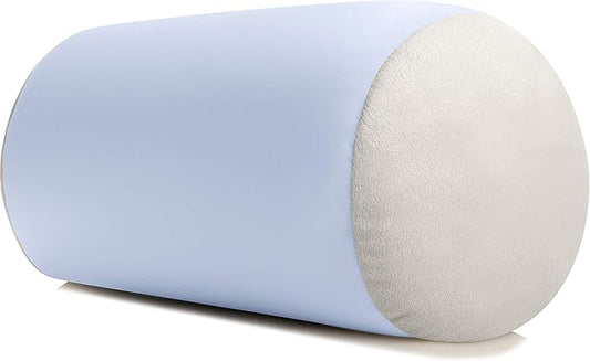 Microbead Bolster Neck Roll Pillow, Gently On Body, Head, Neck & Shoulders No Pain Rest, Relax Sleep - Silky Feel Prevent Wrinkles & Hair Breakage - Lightweight Cylinder Tube, 14" x 8", Silver Mist
