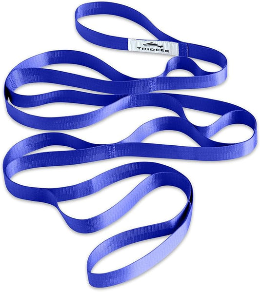 Trideer Non-Elastic Stretching Strap with Loops for Physical Therapy & Rehab, Knee Hip Leg ROM Post-Surgery, Yoga Strap for Stretching, Leg Lifter Strap Mobility Aid, Hamstring Calf Back