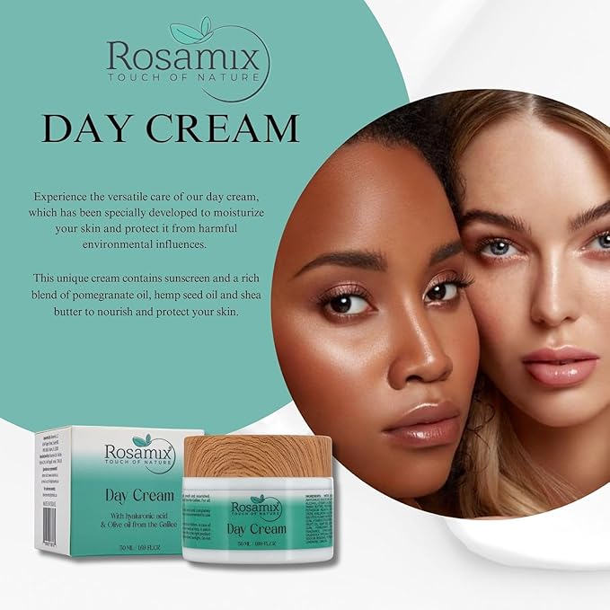 Hyaluronic Acid Day Cream - Daily Face Moisturizer - Facial Skin Care and Neck with Shea & Pomegranate Oils - Ultra Hydrating Face Cream, 50ml | FL.OZ 1.69