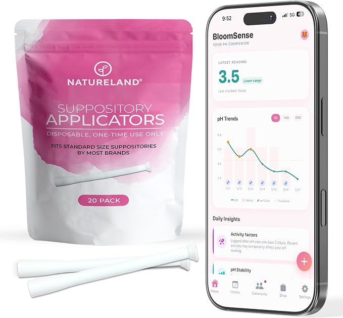 Natureland Personal Suppository Applicators for Women, Individually Wrapped Disposable Applicators with Silky Smooth Comfort Tip, Daily Intimate Care Tool (Large tip applicators, 20 Count (Pack of 1)) | Silky smooth comfort tip for clean gentle inserti...