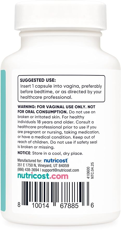 Nutricost Boric Acid (600mg) 60 Capsules GMO-Free | Vaginal Suppository for Women