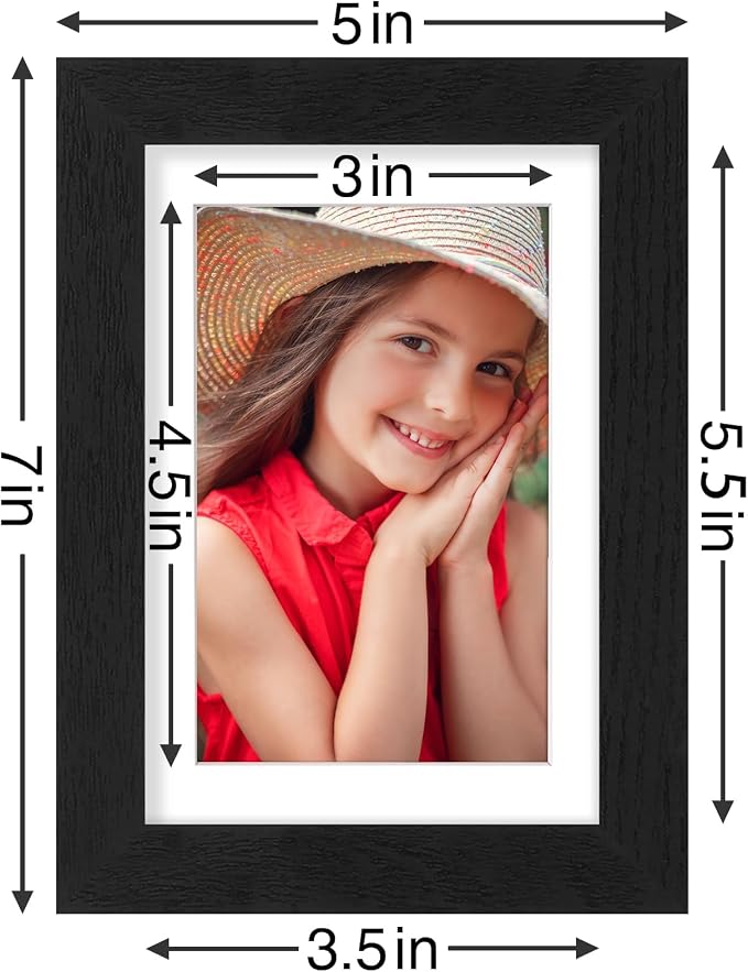Vittanly 4x6 Picture Frames Set of 9, Wall & Tabletop, Black&Brown&Grey | Display Pictures 3.5x5 with Mat or 4x6 without Mat, Small Photo Frames, Engineered Wood with Shatter Resistant Plexiglass