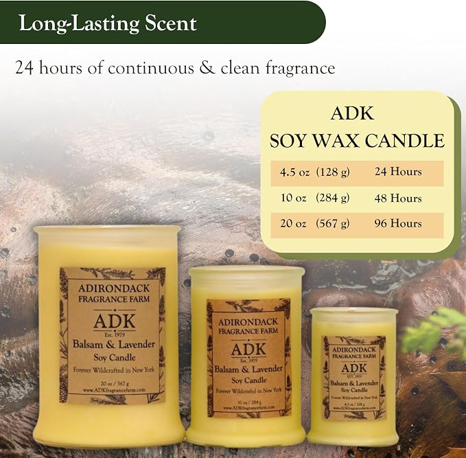 ADK Balsam & Lavender Scented Candle, 4.5 Oz Aromatherapy Candle, Proudly Poured in The USA, Natural Wax for Relaxation and Home Décor, for Gift, Kitchen, and Living Spaces | Proudly Poured in The USA, Natural Aromatherapy Wax for Relaxation, Home Déco...