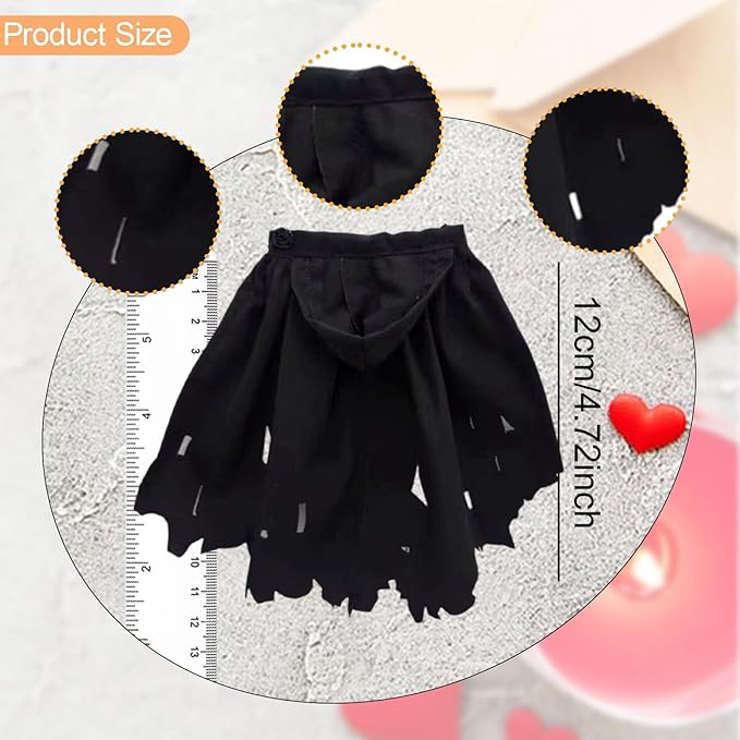 1/12 Action Figure Clothes, Miniature Clothing Cape Men Women, Mini, Dress up Figure Accessories, Doll Clothes for 6 inch, Black