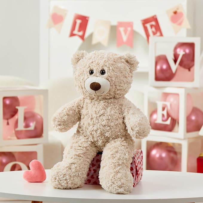 Tezituor Small Teddy Bear Stuffed Animals, Cute 18inchTeddy Bear Plush Toys for Kids Girl Boy, Valentines Teddy Bear plushie Gift for Girlfriend Boyfriend Women Wife, Beige
